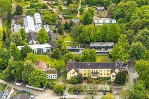 Aerial view, Grugapark, Botanical Garden of the University of Duisburg / Essen, Horticultural