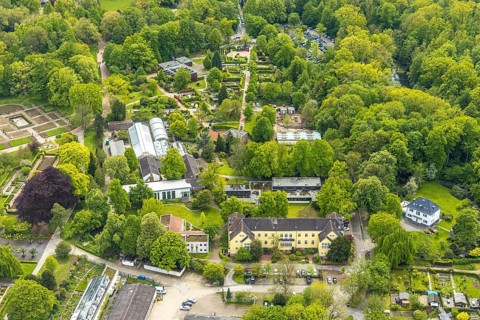 Aerial view, Grugapark, Botanical Garden of the University of Duisburg / Essen, Horticultural