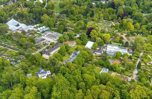 Aerial view, Grugapark, Botanical Garden of the University of Duisburg / Essen, Horticultural