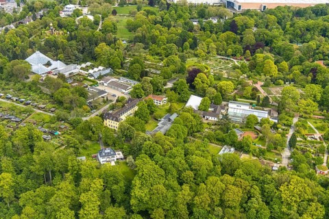 Aerial view, Grugapark, Botanical Garden of the University of Duisburg / Essen, Horticultural