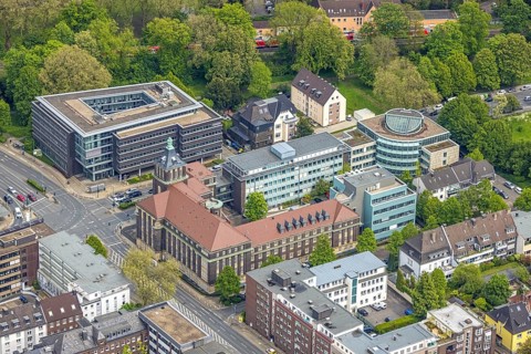 Aerial view, Emschergenossenschaft administration, Südviertel, Essen, Ruhr area, North