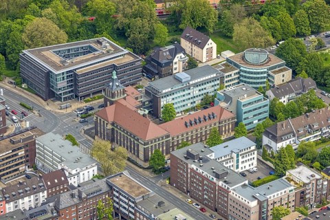 Aerial view, Emschergenossenschaft administration, Südviertel, Essen, Ruhr area, North