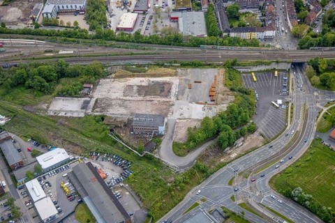 Aerial view, fallow land at Frohnhauser Straße, Westviertel, Essen, Ruhr area, North