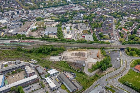 Aerial view, fallow land at Frohnhauser Straße, Westviertel, Essen, Ruhr area, North