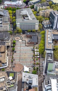 Aerial view, Kennedyplatz with radiation mast, city centre, Essen, Ruhr area, North