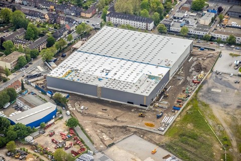 Aerial view, new building and construction site at the corner of Burggrafenstraße and Elisenstraße,