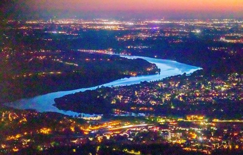 Aerial view, river Ruhr in Essen, Kupferdreh, Essen, Ruhr area, North Rhine-Westphalia, Germany,