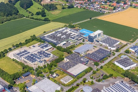 Aerial view, industrial park Höingen, HEICO Umformtechnik, Metrio GmbH metal processing company,