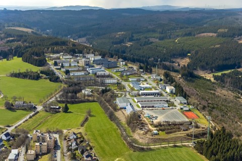 Aerial photo, Hachenberg barracks, Erndtebrück, Siegerland, North Rhine-Westphalia, Germany, DE,
