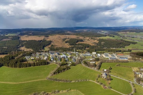 Aerial photo, Hachenberg barracks, forest damage, Erndtebrück, Siegerland, North Rhine-Westphalia,