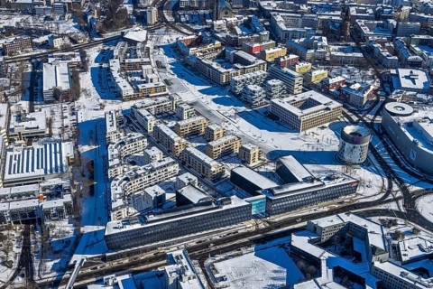 Aerial view, Funke Mediengruppe headquarters, Jakob-Funke-Platz 1, Berliner Platz, university