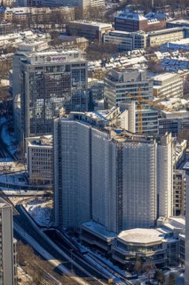 Aerial view, construction site demolition RWE Haus, Essen-Holsterhausen, Essen, Ruhr area, North