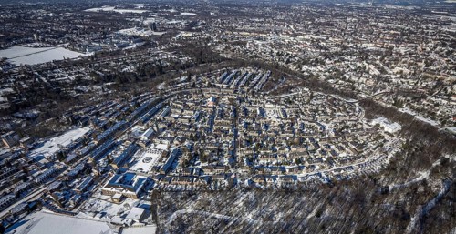 Aerial view, garden city Margarethenhöhe, Essen, Ruhr area, North Rhine-Westphalia, Germany, DE,