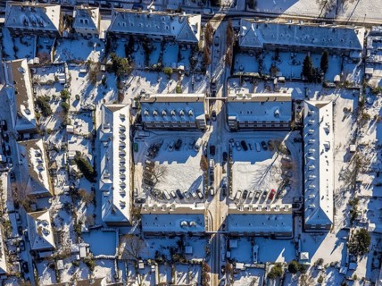 Aerial view, Garden City Margarethenhöhe, Robert-Schmohl-Platz, Essen, Ruhr area, North