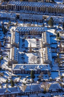 Aerial view, Garden City Margarethenhöhe, Robert-Schmohl-Platz, Essen, Ruhr area, North