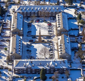 Aerial view, Garden City Margarethenhöhe, Robert-Schmohl-Platz, Essen, Ruhr area, North