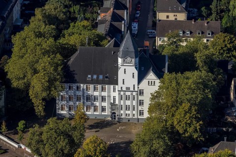 Aerial view, community primary school Turmschule in the district Rotthausen in Gelsenkirchen, Ruhr