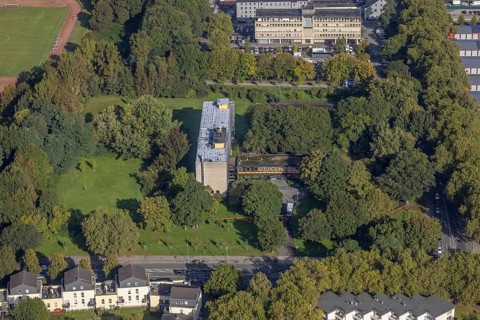 Aerial view, Fraunhofer ISE Laboratory Centre and Service Centre as well as GT3 Center Training and
