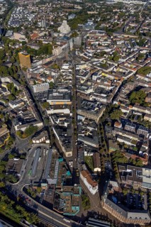 Aerial view, Bahnhofstraße pedestrian zone and St. Augustine's Provost Church at