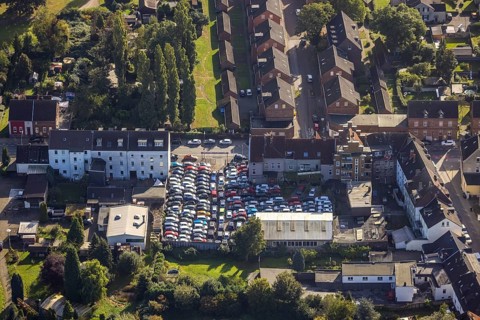 Aerial view, car centre Buer in the district Schalke-Nord in Gelsenkirchen, Ruhr area, North