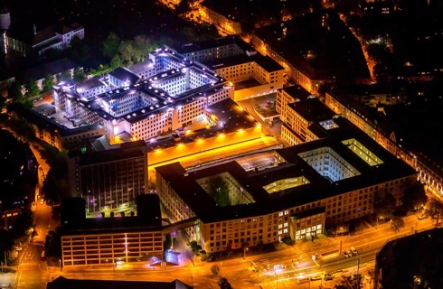 Aerial photograph, Essen District Court and Local Court, Essen Prison, Essen-Rüttenscheid, Essen,