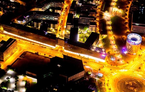 Aerial view, Berliner Platz, Funke Mediengruppe, Westviertel, Essen, Ruhr area, North