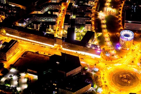 Aerial view, Berliner Platz, Funke Mediengruppe, Westviertel, Essen, Ruhr area, North