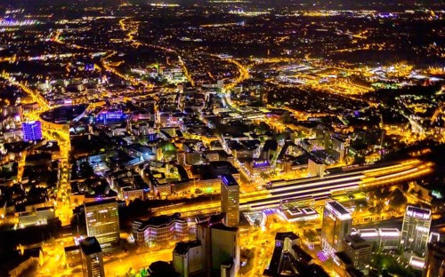 Aerial view, Essen central station, southern district, Essen, Ruhr area, North Rhine-Westphalia,