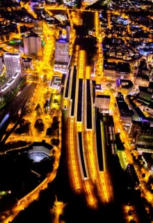 Aerial view, Essen central station, eastern district, Essen, Ruhr area, North Rhine-Westphalia,