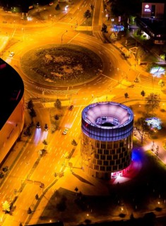 Aerial view, Funke Kiosk Tower at Berliner Platz, Westviertel, Essen, Ruhr area, North