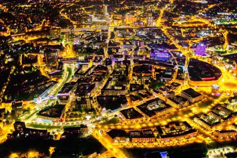 Aerial view, Limbecker Platz, shopping centre, Berliner Platz, Westviertel, Essen, Ruhr area, North
