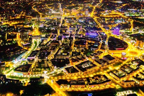 Aerial view, Limbecker Platz, shopping centre, Berliner Platz, Westviertel, Essen, Ruhr area, North