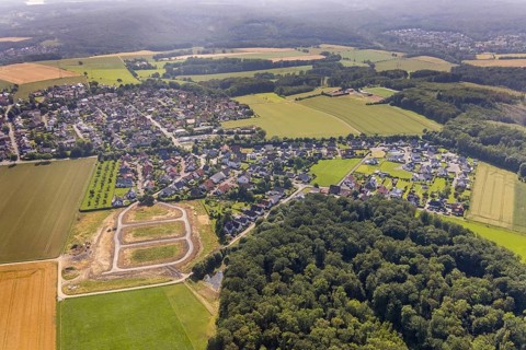 Aerial view, construction area Höinger Heide Am Winkel, Höingen, Ense, Sauerland, North