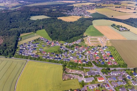 Aerial view, construction area Höinger Heide Am Winkel, Höingen, Ense, Sauerland, North