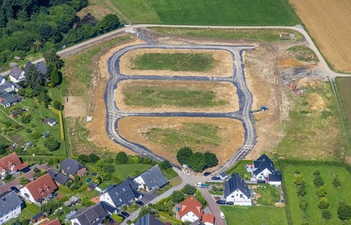 Aerial view, construction area Höinger Heide Am Winkel, Höingen, Ense, Sauerland, North