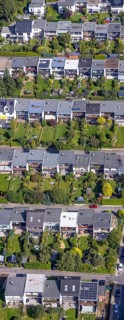 Aerial view, terraced house housing estate Wuppermannstraße in the district Büttenberg in