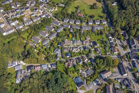 Aerial view, new development area Brunnen am Brunnenweg and Dr.-Emil-Böhmer-Weg in the Lindenberg