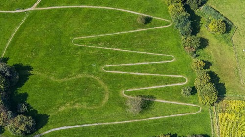 Aerial view, serpentine path at the Königsfeld Clinic in the Windgarten district of Ennepetal, Ruhr