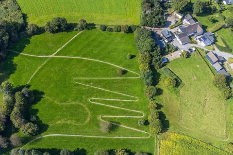 Aerial view, serpentine path at the Königsfeld Clinic in the Windgarten district of Ennepetal, Ruhr