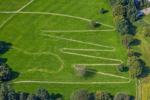 Aerial view, serpentine path at the Königsfeld Clinic in the Windgarten district of Ennepetal, Ruhr