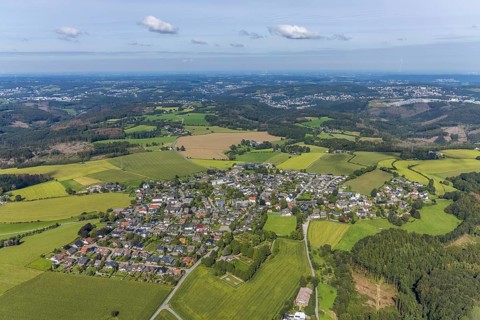 Aerial view, aerial view district Rüggeberg in Ennepetal, Ruhr area, North Rhine-Westphalia,
