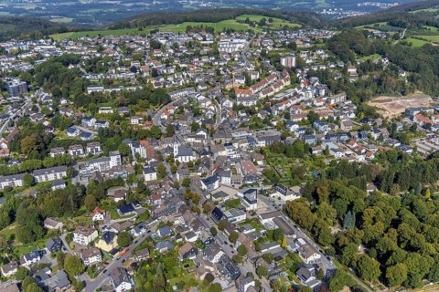 Aerial view, local view in the district Voerde in Ennepetal, Ruhr area, North Rhine-Westphalia,