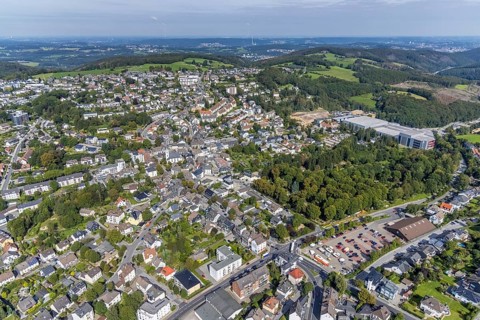 Aerial view, local view in the district Voerde in Ennepetal, Ruhr area, North Rhine-Westphalia,