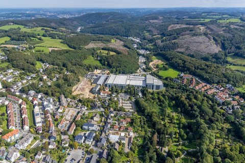 Aerial view, construction site at the Ferdinand Bilstein plant in the Voerde district of Ennepetal,