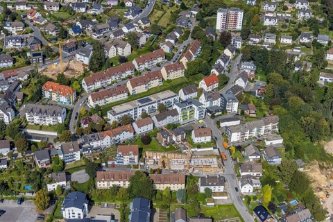 Aerial view, local view in the district Voerde in Ennepetal, Ruhr area, North Rhine-Westphalia,