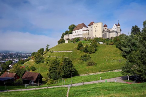 Castle of the Habsburgs, Kyburgers on an almost circular Molasse hill, Lenzburg, Canton Aargau,