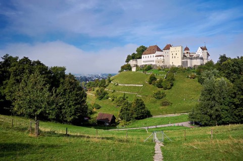 Castle of the Habsburgs, Kyburgers on an almost circular Molasse hill, Lenzburg, Canton Aargau,