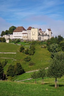 Castle of the Habsburgs, Kyburgers on an almost circular Molasse hill, Lenzburg, Canton Aargau,