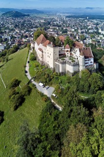 Castle of the Habsburgs, Kyburgers on an almost circular Molasse hill, Lenzburg, Canton Aargau,