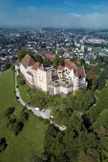 Castle of the Habsburgs, Kyburgers on an almost circular Molasse hill, Lenzburg, Canton Aargau,